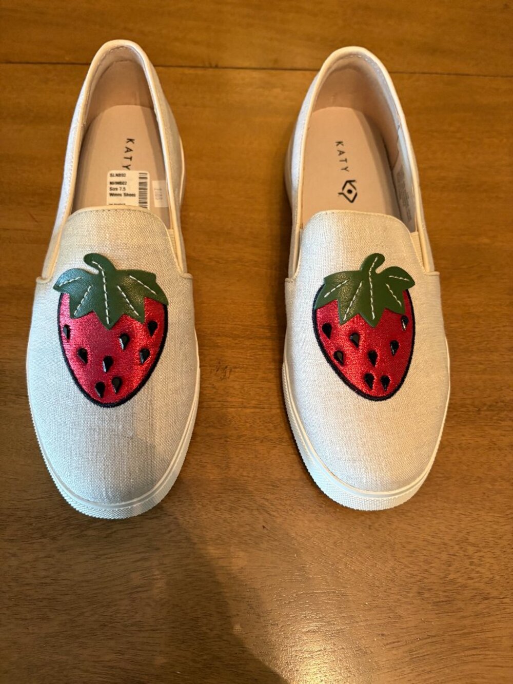 NWT Katy Perry Slip-On Strawberry Sneakers. Size 7.5 inches
